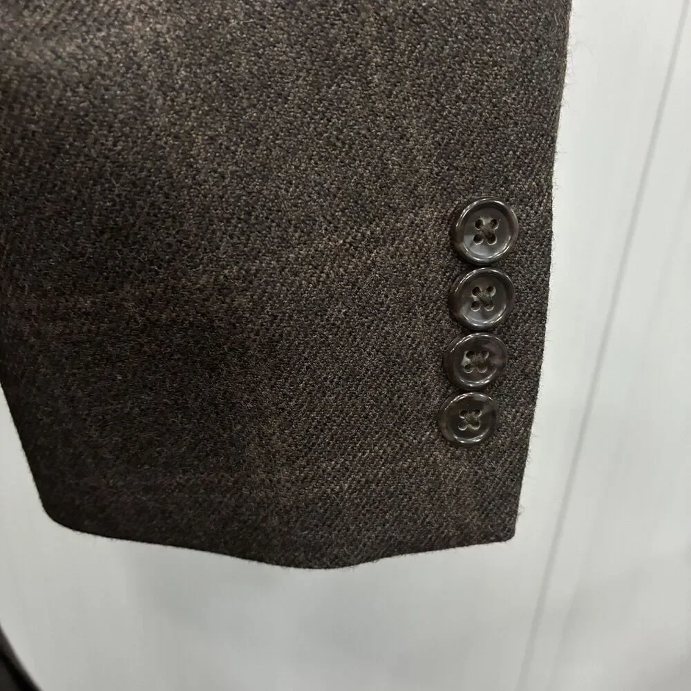 Joseph Abboud 38R Dark Brown Check Tweed Wool 2-Button Dual-Vent Sports Coat